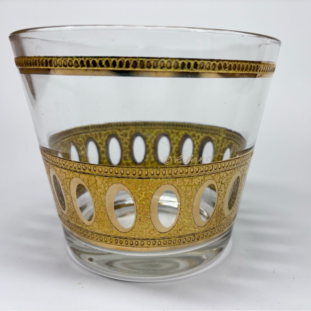 Vintage Culver Ice Bucket Antigua 22 Karat Gold MCM Barware 5”